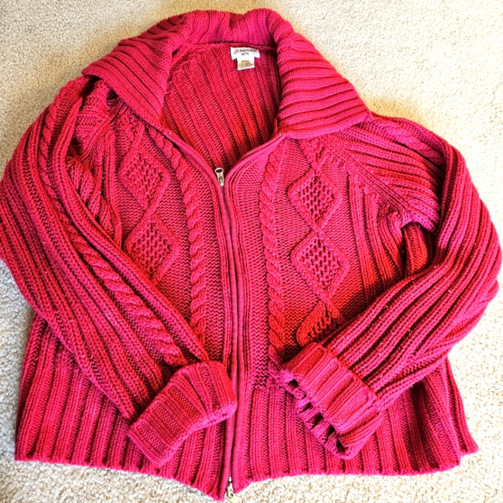 St. John's Bay | Sweater | Jacket | Petite XL | | Pink | Acrylic | Vintage | Zip - Picture 1 of 4